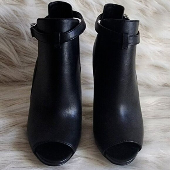 Michael Kors Lawson Booties High Heel Open Toe Black Leather - Picture 7 of 7